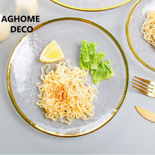 将图片加载到图库查看器,Electroplating glass tableware fruit plate flat cake plate