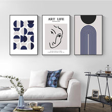 将图片加载到图库查看器,Nordic living room decoration painting blue abstract painting