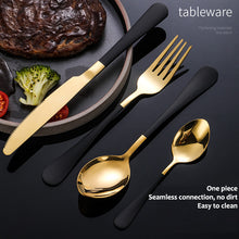 Cargar imagen en el visor de la galería, High-grade golden wooden box stainless steel knife, fork and spoon 24pc set