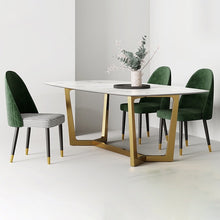 将图片加载到图库查看器,Light luxury combination rectangular dining table marble slate