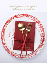 Cargar imagen en el visor de la galería, Gilded Rainbow Black Gold Steak Cutlery Western Cutlery set