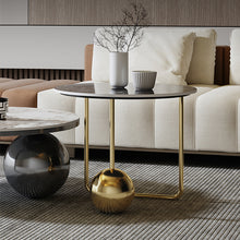 将图片加载到图库查看器,Wabi-sabi style round slate coffee table light luxury modern minimalist coffee table set