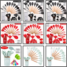 Carregar imagem no visualizador da galeria, 11-pieces/set & 34-pieces/set of colored silicone kitchenware with wooden handle