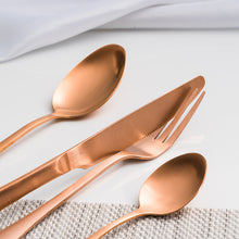 Cargar imagen en el visor de la galería, Brushed cutlery stainless steel matte copper-plated hotel Western tableware