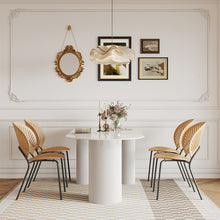 将图片加载到图库查看器,French light luxury pure white island dining table against the wall matching