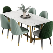 将图片加载到图库查看器,Light luxury combination rectangular dining table marble slate