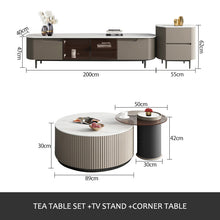 将图片加载到图库查看器,Modern light luxury simple slate top round tea table set