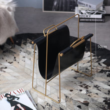 Carregar imagem no visualizador da galeria, Light luxury portable newspaper and magazine rack leather magazine rack