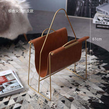 Carregar imagem no visualizador da galeria, Light luxury portable newspaper and magazine rack leather magazine rack