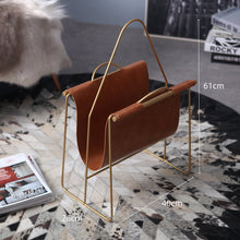 Carregar imagem no visualizador da galeria, Light luxury portable newspaper and magazine rack leather magazine rack