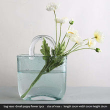 将图片加载到图库查看器,Nordic glass decoration transparent creative basket bag vase