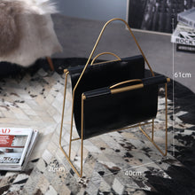 Carregar imagem no visualizador da galeria, Light luxury portable newspaper and magazine rack leather magazine rack