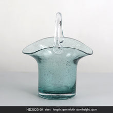 将图片加载到图库查看器,Nordic glass decoration transparent creative basket bag vase