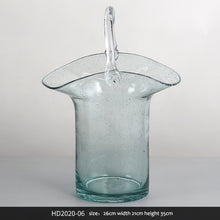 将图片加载到图库查看器,Nordic glass decoration transparent creative basket bag vase