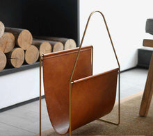 Carregar imagem no visualizador da galeria, Light luxury portable newspaper and magazine rack leather magazine rack