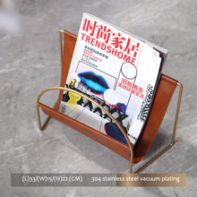 Carregar imagem no visualizador da galeria, Light luxury portable newspaper and magazine rack leather magazine rack