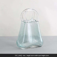 将图片加载到图库查看器,Nordic glass decoration transparent creative basket bag vase
