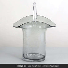 将图片加载到图库查看器,Nordic glass decoration transparent creative basket bag vase