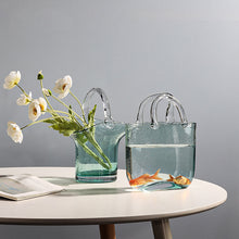 将图片加载到图库查看器,Nordic glass decoration transparent creative basket bag vase