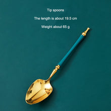 Carregar imagem no visualizador da galeria, Malachite Green 304 Stainless Steel Western Steak Cutlery Set