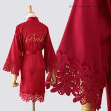 Carregar imagem no visualizador da galeria, Bride and bridesmaid sexy lace silk dressing gown