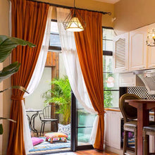 将图片加载到图库查看器,Light luxury velvet curtains Hermes orange velvet fabric