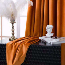 将图片加载到图库查看器,Light luxury velvet curtains Hermes orange velvet fabric