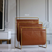 Carregar imagem no visualizador da galeria, Light luxury portable newspaper and magazine rack leather magazine rack