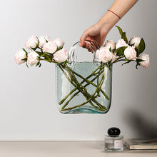 将图片加载到图库查看器,Nordic glass decoration transparent creative basket bag vase
