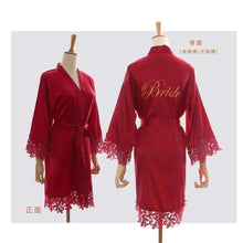 Carregar imagem no visualizador da galeria, Bride and bridesmaid sexy lace silk dressing gown