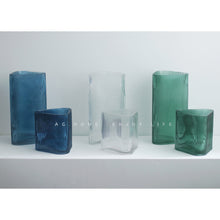 将图片加载到图库查看器,Modern green blue glass vase creative geometric flower