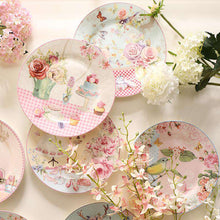 Cargar imagen en el visor de la galería, PASTORAL STYLE BONE CHINA PLATE PEACEFUL FLOWERS
