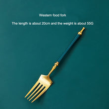 Carregar imagem no visualizador da galeria, Malachite Green 304 Stainless Steel Western Steak Cutlery Set