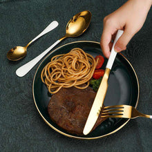Carregar imagem no visualizador da galeria, Stainless steel tableware 24-piece gold-plated knife fork and spoon set