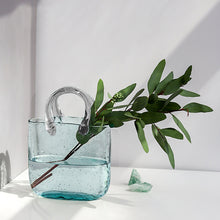 将图片加载到图库查看器,Nordic glass decoration transparent creative basket bag vase