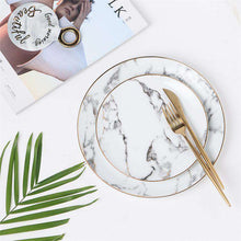 Cargar imagen en el visor de la galería, Nordic marbled plate tableware Western type plate ceramic mug