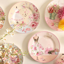 Cargar imagen en el visor de la galería, PASTORAL STYLE BONE CHINA PLATE PEACEFUL FLOWERS