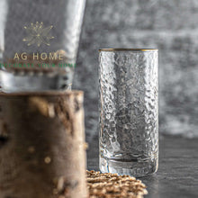 将图片加载到图库查看器,Transparent gold rim hammered pattern glass