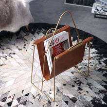 Carregar imagem no visualizador da galeria, Light luxury portable newspaper and magazine rack leather magazine rack