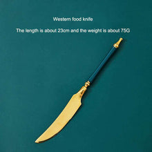 Carregar imagem no visualizador da galeria, Malachite Green 304 Stainless Steel Western Steak Cutlery Set