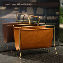 Carregar imagem no visualizador da galeria, Light luxury portable newspaper and magazine rack leather magazine rack