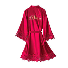 Carregar imagem no visualizador da galeria, Bride and bridesmaid sexy lace silk dressing gown