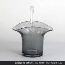 将图片加载到图库查看器,Nordic glass decoration transparent creative basket bag vase