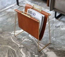 Carregar imagem no visualizador da galeria, Light luxury portable newspaper and magazine rack leather magazine rack