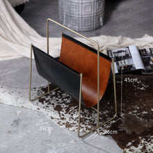 Carregar imagem no visualizador da galeria, Light luxury portable newspaper and magazine rack leather magazine rack