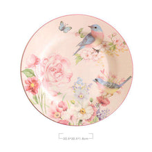 Cargar imagen en el visor de la galería, PASTORAL STYLE BONE CHINA PLATE PEACEFUL FLOWERS