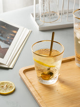 将图片加载到图库查看器,Transparent gold rim hammered pattern glass