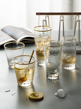 将图片加载到图库查看器,Transparent gold rim hammered pattern glass