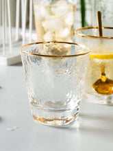 将图片加载到图库查看器,Transparent gold rim hammered pattern glass