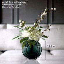 将图片加载到图库查看器,Modern and simple dark green glass vase simulation floral set